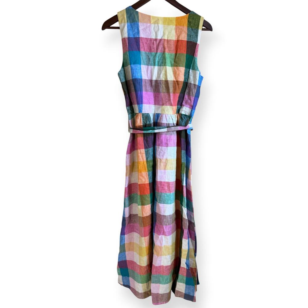 Boden multicolor gingham linen midi dress - Picture 6 of 9